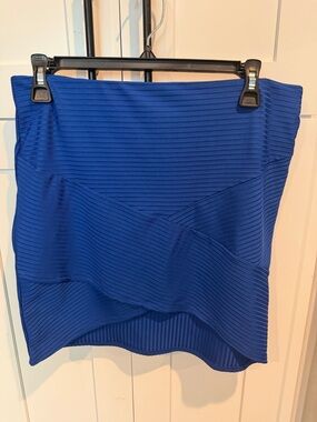 Royal Blue Ribbed Bandage Mini Skirt